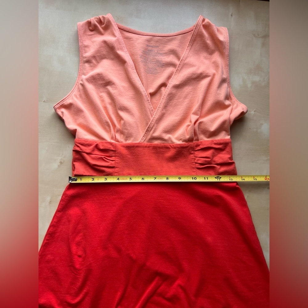 Patagonia Margot A-Line Dress Organic Cotton Blend Peach Orange Red Colorblock - Picture 6 of 10